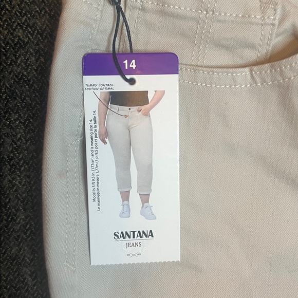 NWT Santana Tummy Control Jeans in Cream Rolled Cuff sz 14 - Picture 2 of 11